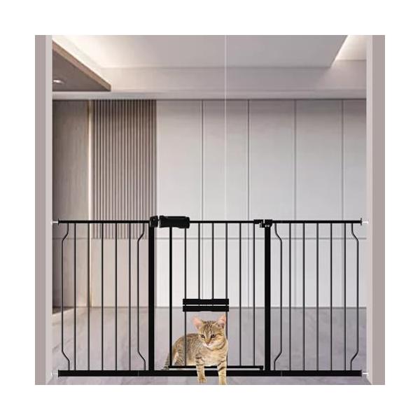 ペットドア付き-ブラック/146-158CM/-・Color:ペットドア付き-ブラックSize:146-158CM・ドア付きゲート：便利なペットドアが付属しているベビーゲート、複数ペットを飼っている方におススメ磁力を用いてペットドアを開閉し...