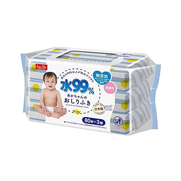 他サイト： レック(LEC) 純水ベビーケア 純水 99% おしりふき 80枚×3個 (240枚) 弱酸性 日本製の商品画像
