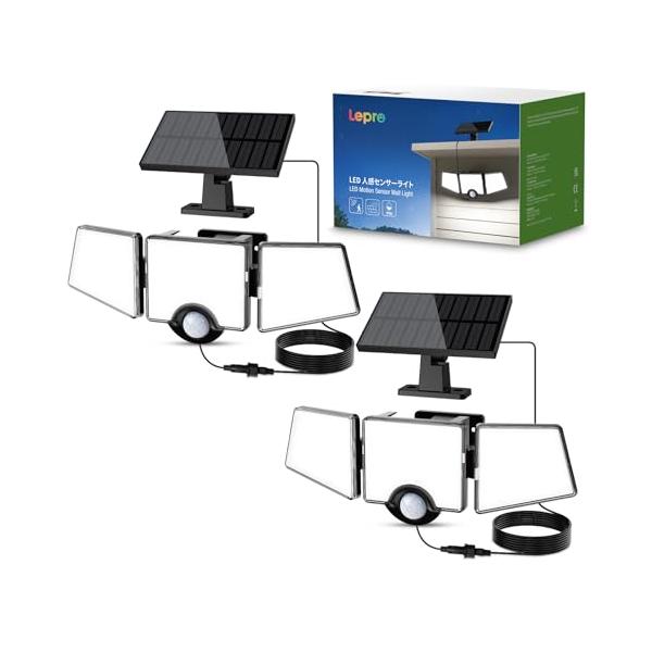 他サイト： Lepro ソーラーライト 人感センサーライト 防犯ライト ガーデンライト 3灯式 屋内・屋外使用可 夜間自動点灯 昼間自動充電 人が離れたら自の商品画像
