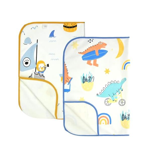 ボート＋恐竜/50X70cm/LY23・Color:ボート＋恐竜Size:50X70cm・?素材：綿100%+竹の繊維。デザイン可愛い大人気の可愛い柄で2枚組登場毎日使うオムツ替えシートだからデザインにはこだわりたいですね。毎日使用するおむ...