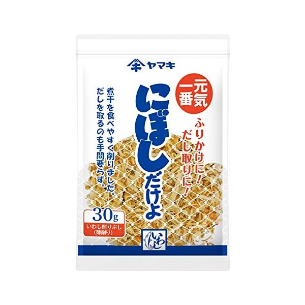 パッケージ個数:1・国内製造の煮干を食べやすく削った削りぶし。・原材料: いわしの煮干し(国内製造)・ブラント名: ヤマキ・メーカー名: ヤマキ・商品の重量: 30 g