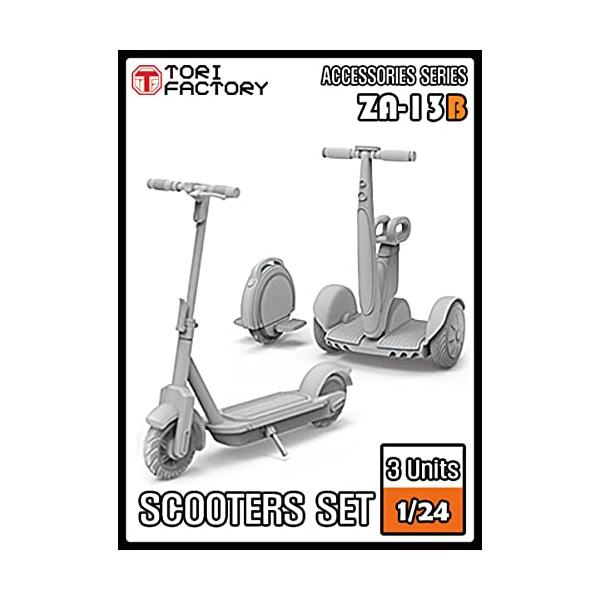 成形色/-/ZA-013B・組み立て塗装が必要なレジンキット。別途、接着剤や工具、塗料等が必要。・1/24スケール未塗装レジン製キット・キックスボード型の電動キックスクーターにタイヤの幅を増やして安定性を向上させた電動立ち乗り二輪車最終型と...
