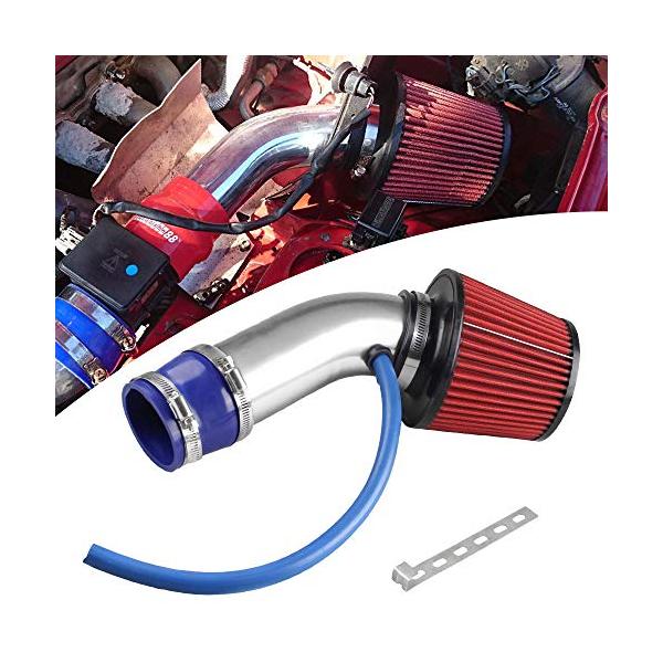 他サイト： RUIEN 吸気効率UP 76mm口径 汎用 エアクリーナー+アルミ製エアインテークパイプ セット エアクリーナー セット シリコンホース付属の商品画像