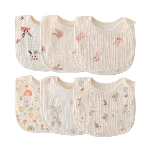 GoUseGo スタイ よだれかけ ベビー 女の子 男の子 6枚セット ガーゼ地