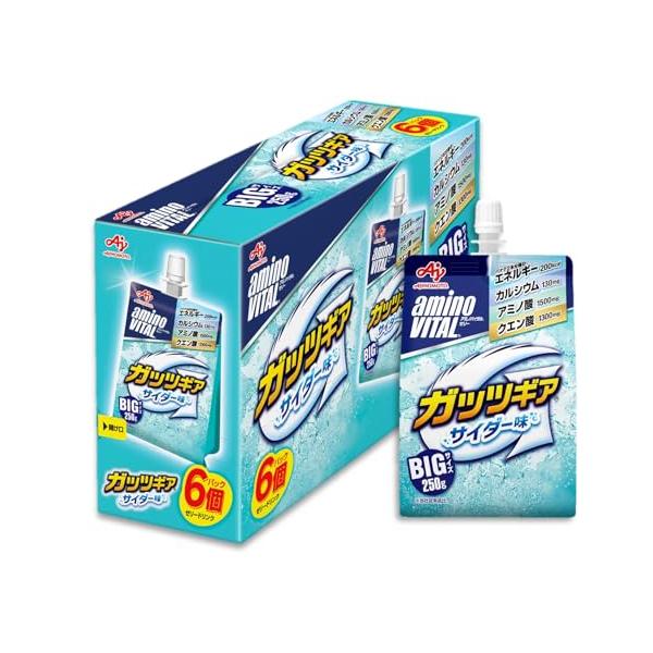 他サイト： アミノバイタル 味の素 ゼリードリンク ガッツギア サイダー味 250g×6個 アミノ酸 1500mg クエン酸 1300mg エネルギー 20の商品画像