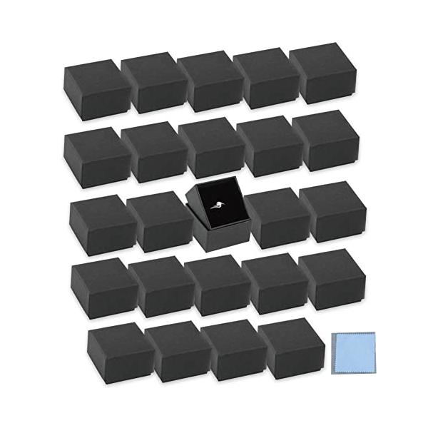 ブラック/5×5×3cm/-・Color:ブラック・サイズ5×5×3cm 素材クラフト紙 スポンジ（ジュエリー用の切り込み有）色黒(ブラック) セット内容箱24個 クリーニングクロス1枚・指輪、ネックレス、ピアス、イヤリングに最適、正方形ギ...