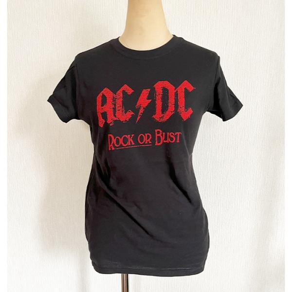 AC/DC バンドTシャツ ロックTシャツ ビンテージ Lサイズ【中古品】 AC/DC Tシャツ レディース バンドT ロックT 半袖 綿100 ヴィンテージ風