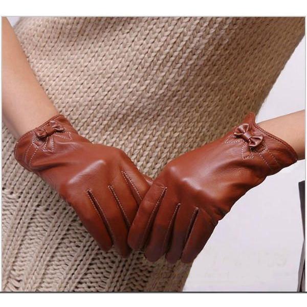 レディース 革手袋 レザー グローブ 高級 ラムレザー仕様 手袋 リボン