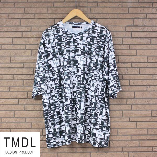 TMDL 《 幾何学模様 総柄 昇華転写 プリント ルーズカットソー 》 T