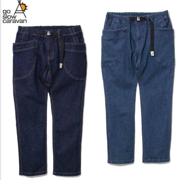 go slow caravan デニムストレッチ パンツ脇ポケ③アウトドアY2K go slow caravan パンツ ストレッチキャンバス脇ポケクレイジー