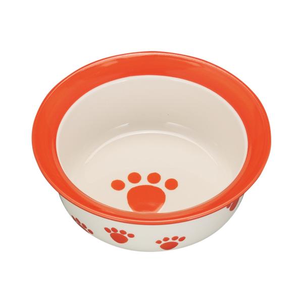 犬 食器 お皿 陶器 おしゃれ おすすめ かわいい 小型犬 プラッツ PLATZ ペットパウ ドッグボウル SS オレンジ