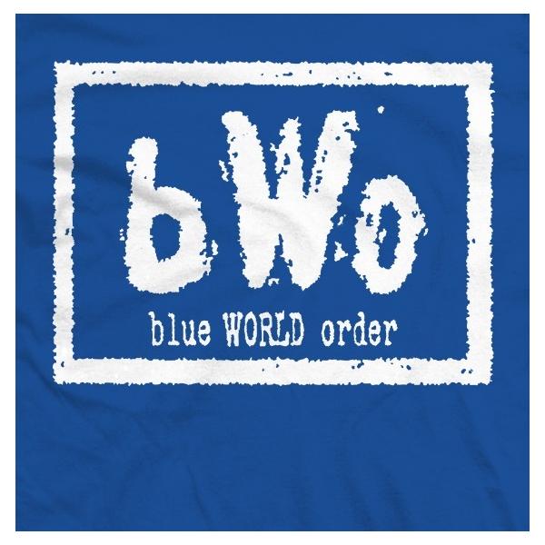 ブルー・ミーニー Tシャツ「BLUE MEANIE Blue World Order bWo ロゴTシャツ（ブルー）」アメリカ直輸入プロレスTシャツ ECW WWE WCW