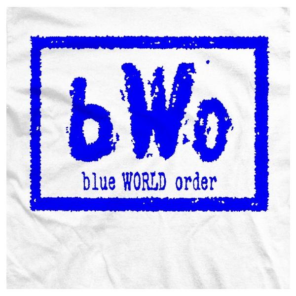 ブルー・ミーニー Tシャツ「BLUE MEANIE Blue World Order bWo ロゴTシャツ（ホワイト）」アメリカ直輸入プロレスTシャツ ECW WWE WCW