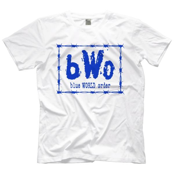 ブルー・ミーニー Tシャツ「BLUE MEANIE Barbed Wire bWo ロゴTシャツ（ホワイト）」アメリカ直輸入プロレスTシャツ ECW WWE WCW