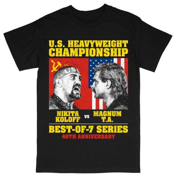 【並行輸入品】ニキタ・コロフ Tシャツ「NIKITA KOLOFF vs. MAGNUM T.A. Best Of 7 Series 40th Anniversary Tシャツ（前後両面プリント）」輸入プロレスTシャツ