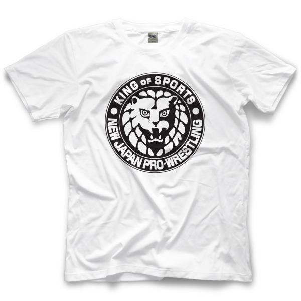 新日本プロレス ライオンマーク Tシャツ（海外生産品）「新日本プロレス ライオンマーク ホワイトXブラック Tシャツ（バックプリントあり）」《並行輸入品》