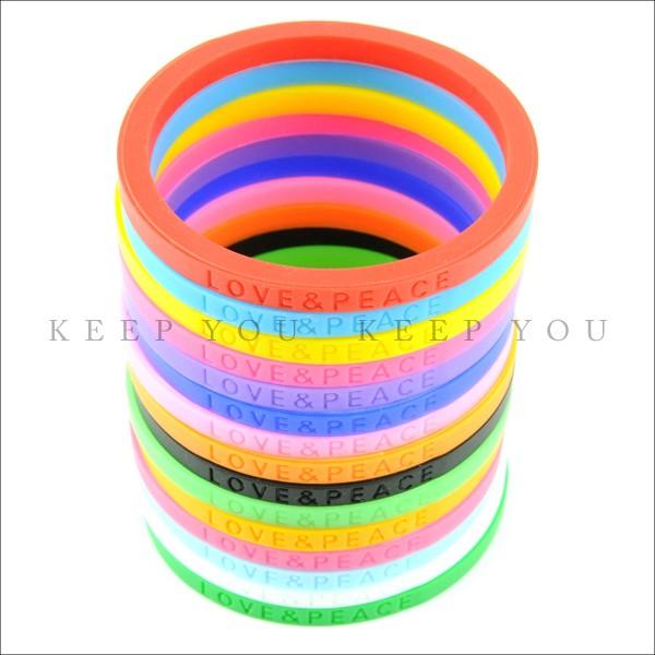 カラブレ シリコン ブレスレット LOVE&PEACE デザイン カラー ブレス