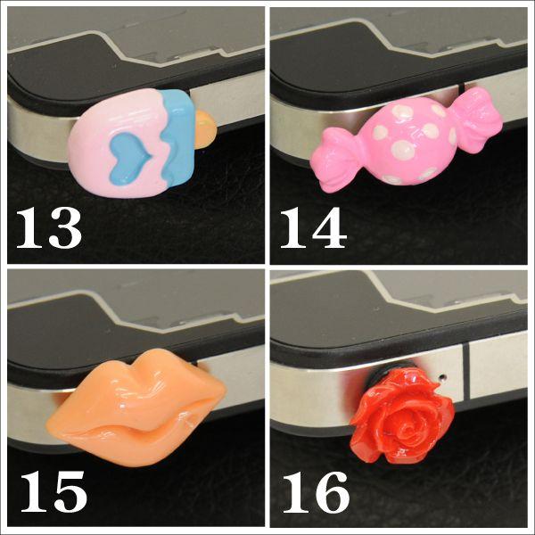 iPhoneアクセサリー cake スマートフォンピアス イヤホンジャック イチゴ ケーキ スイーツ 9〜16