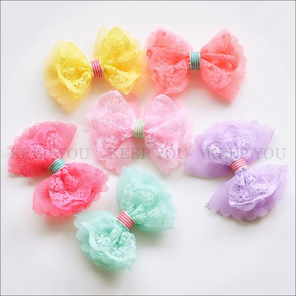 リボン パーツ チュール レース 同色５個セット デコパーツ 手芸