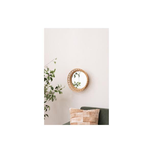 東谷 MR-716 ミラー 鏡 姿見 壁掛け ウォールミラー 丸型 円型 ラタン