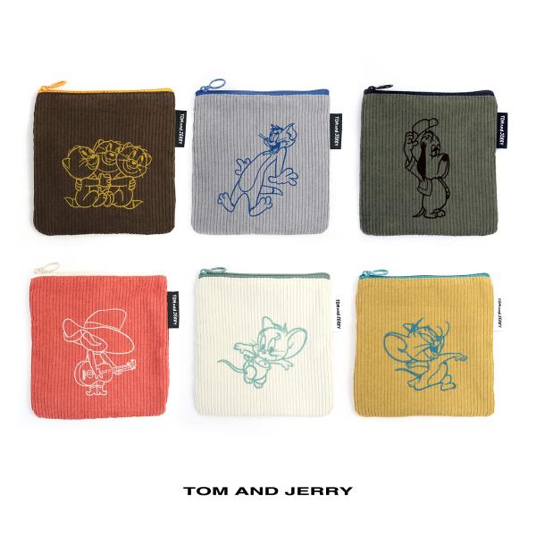 トムとジェリー ポーチ レディース フラットポーチ コスメポーチ 小物 W-TJ1572 トム ジェリー タフィー 3匹の子猫 ドルーピー ペコスおじさん キャラクター