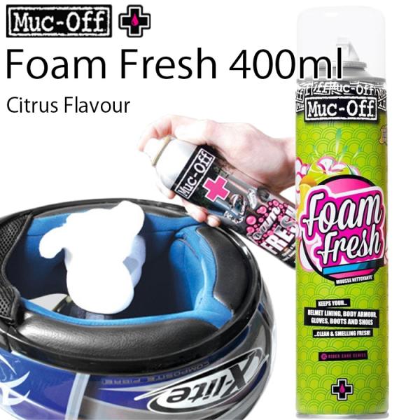 RIDEZ MUC-OFF マックオフ Foam Fresh 400ml フォームフレッシュ 消臭防菌フォーミングクリーナー 泡フォームクリーナー ヘルメットインナー グローブ