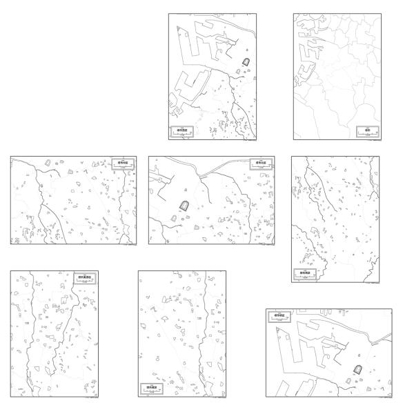 大阪府堺市と同市の7区の合計8種類がセットになった地図ポスター