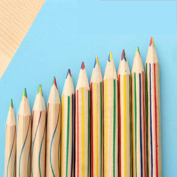 送料無料 ブランド品 ポイント消化 おすすめ 人気caiqi 10本セット虹色鉛筆 多色絵画鉛筆 4色芯ペン 絵画ツール 木製 落書きカラー鉛筆 文房具