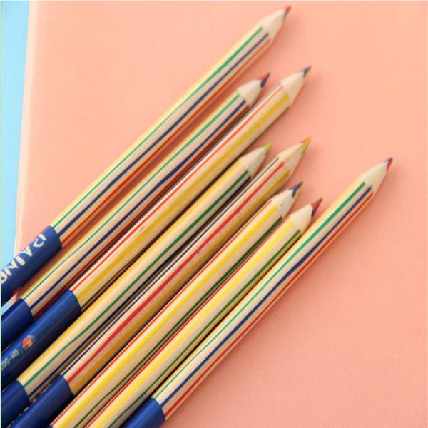 送料無料 ブランド品 ポイント消化 おすすめ 人気caiqi 10本セット虹色鉛筆 多色絵画鉛筆 4色芯ペン 絵画ツール 木製 落書きカラー鉛筆 文房具