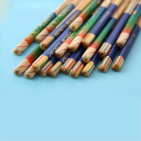 送料無料 ブランド品 ポイント消化 おすすめ 人気caiqi 10本セット虹色鉛筆 多色絵画鉛筆 4色芯ペン 絵画ツール 木製 落書きカラー鉛筆 文房具