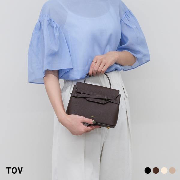 トーヴ MIMI MINI ミミミニ クロスリボン フラップレザー ハンドバッグ T26W01B605 TOV