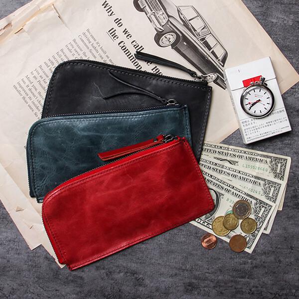 wolf & dog メンズ長財布 ウルフ＆ドッグ 馬革 L字ファスナー長財布 ホワイトホース