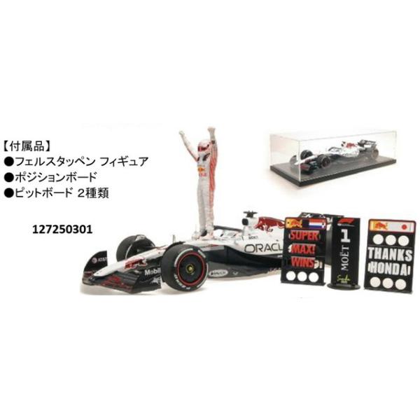 予約 127250301 ミニチャンプス 1/12  オラクル レッドブル レーシング RB21 F1 日本 Japanese GP 2025 M. フェルスタッペン #1 フィギュア 他、 ボード付