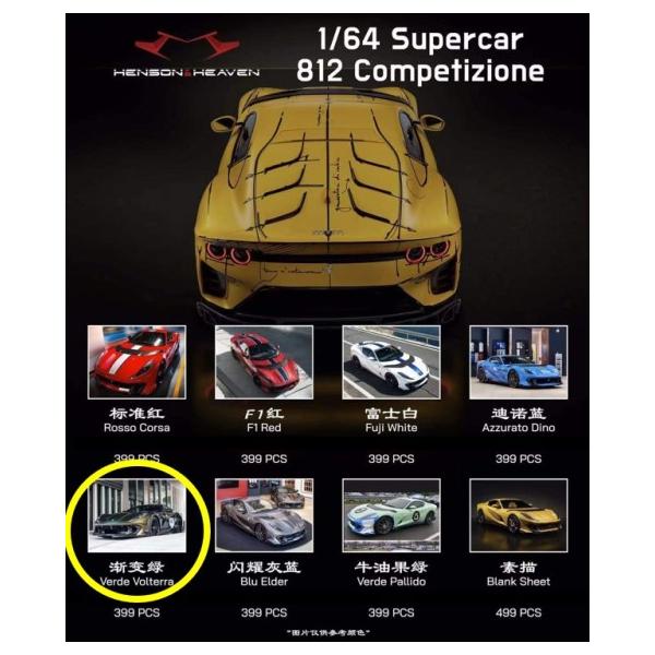 予約 HH64F812C005 HH Model 1/64 812 Competizione Verde Volterra 
