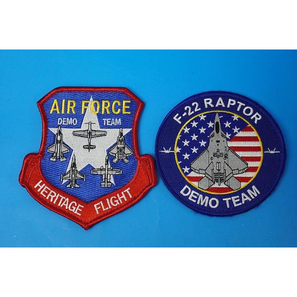 F-22 ラプター デモチーム ワッペン パッチ 2枚セット ワッペン USAF アメリカ空軍 F-22 ラプター DEMO TEAM/デモチーム 2種2