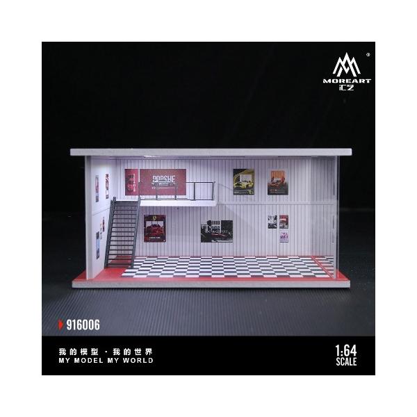 予約 MO916006 MoreArt 1/64 ジオラマ 自動車修理工場 ASSEMBLED