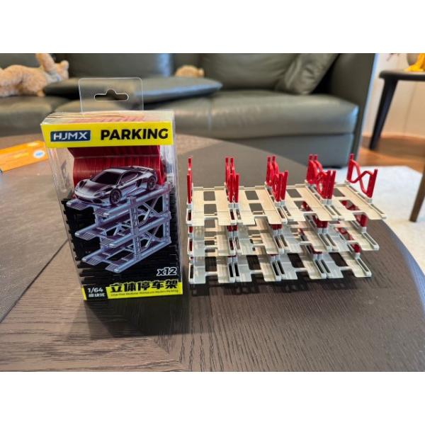 新品 HJMX 1/64 ミニカー 12台 収納 昇降式 立体駐車場 パーキング