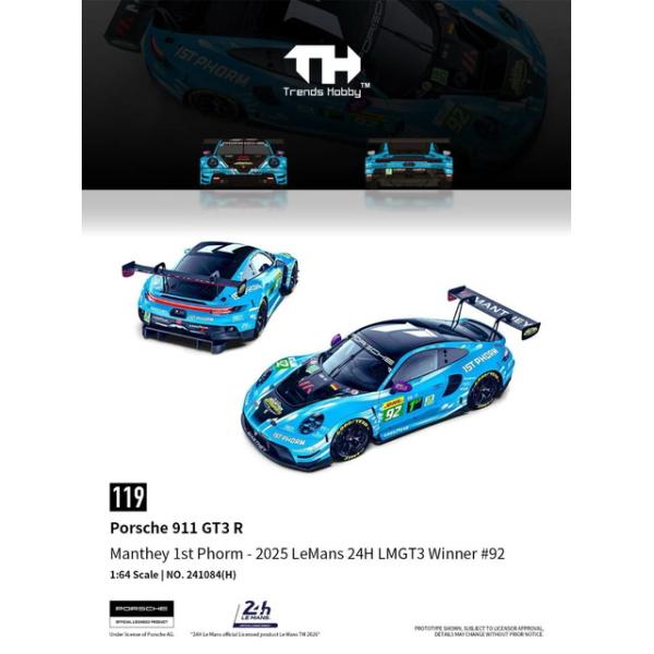 予約 241084H Trends Hobby TH 1/64 ポルシェ Porsche 911 (992) GT3 R