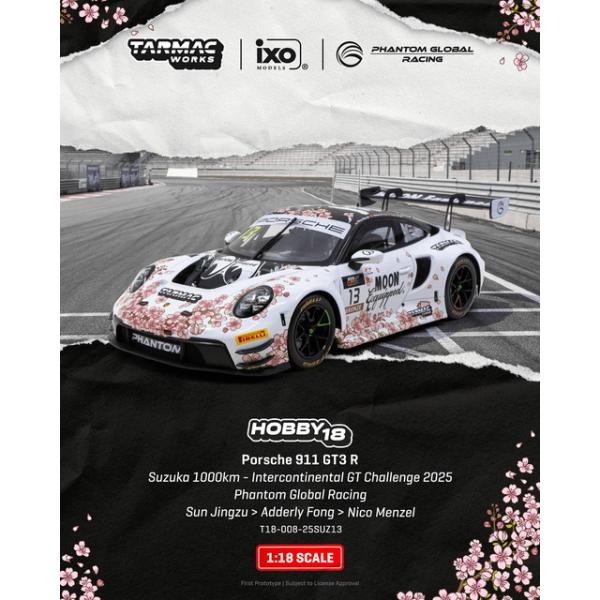 予約 T18-008-25SUZ13 Tarmac Works 1/18 ポルシェ Porsche 911 GT3 R Suzuka 1000km - Intercontinental GT Challenge 2025 Phantom Global Racing