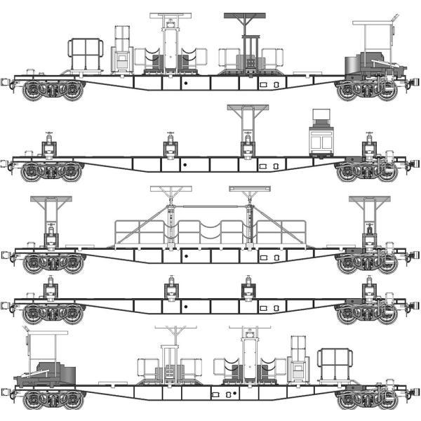 トラムウェイ TW-CK5500C 1/80 チキ5500ロングレール積載具付基本5両セット・チキ塗装:赤3号