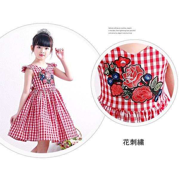 ネコポス便なら送料無料 子供ギンガムチェックワンピース キッズ 夏 かわいい 赤チェックワンピース 子供用ワンピース ノースリーブ リボン 花刺繍 Buyee Servis Zakupok Tretim Licom Buyee Pokupajte Iz Yaponii