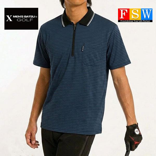ゴルフウエア メンズ 夏 ポロシャツ 半袖 ゴルフウェア メンズ シャツ 速乾 ドライ X MEN’S BA-TSU GOLF メンズ バツ ゆったり ボーダー 夏 白 M L LL 父の日