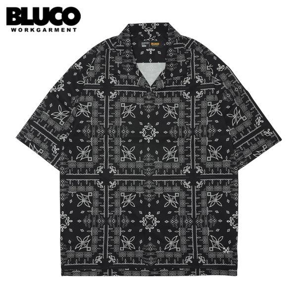 BLUCO/ブルコ OPEN COLLAR SS SHIRTS-BANDANA-/オープンカラーシャツ(半袖) 163-21-018・BLACK