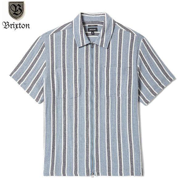 BRIXTON/ブリクストン THE DEXTER TEXTURED STRIPE SS/ストライプシャツ 01509・BLACK/DUSTY BLUE