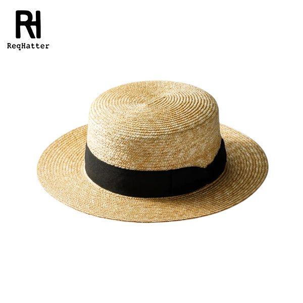 ReqHatter/レックハッター STRAW BOATER HAT/ストローボーターハット(カンカン帽) RH-201・BLACK