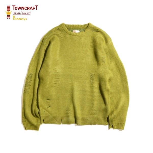 TOWNCRAFT/タウンクラフト SHAGGY COLOR CREW SWEATER DAMAGED