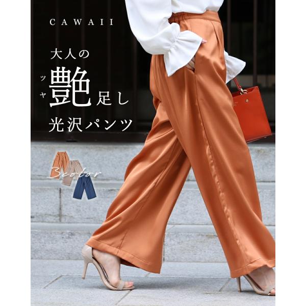 SM/LXL対応  ショート/ロング丈展開 大人の艶足し 光沢パンツ