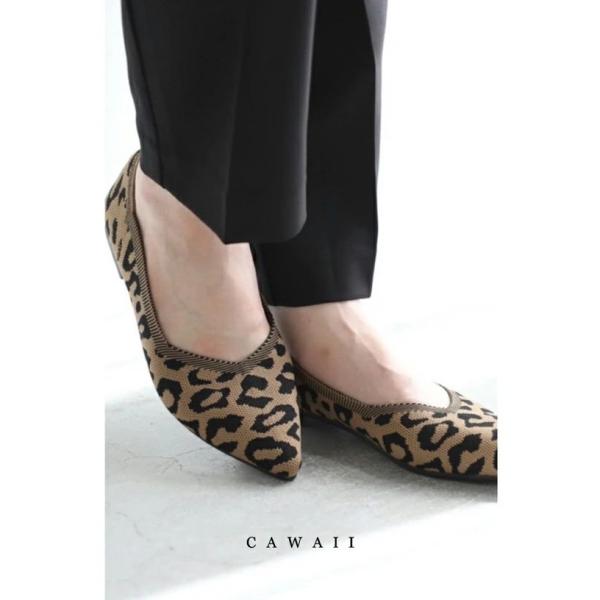 36から40対応 歩きやすいレオパード柄ニットパンプス : CAWAII - 通販