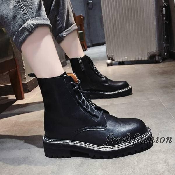 ドクターマーチン風 ショートブーツ 黒 レディース 厚底 おしゃれ Qx42 Ff Fresh Fashion 通販 Yahoo ショッピング