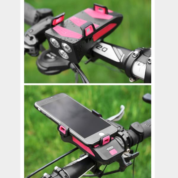 自転車ライト最強 スマホホルダー 多機能４in1 Iphone スマホスタンド 自転車 ヘッドライト 小物などお買い得な福袋 防水 4000mah 大容量 360度調整 Usb充電 スピーカー